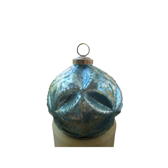 Vintage Turquoise Diamond Bevel Glass Christmas Ornament Kugel Style GUC - Picture 7 of 10